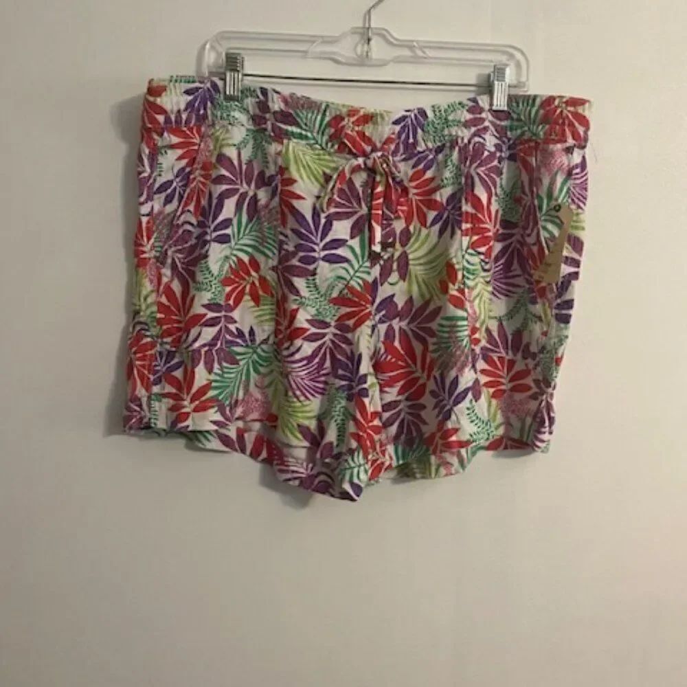 St John's Bay Linen Blend Hawaiian Tropical print short, size XL